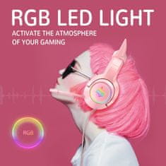 Onikuma K9 RGB Wired Gaming Headset With Cat Ears Pink