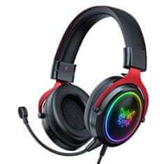 Onikuma X10 RGB Wired Gaming Headset With Detachable Mic Black Red