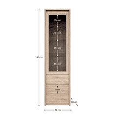 KONDELA Vitrína se šuplíkem 1W3S, dub sonoma, NORTY TYP 4