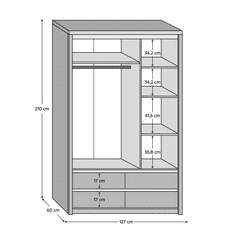 BPS-koupelny Skříň se zrcadlem 3D4S, Dub sonoma, NORTY TYP 1