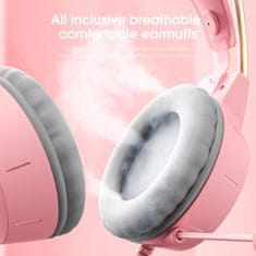 Onikuma X15 PRO Double-Head Beam RGB Wired Gaming Headset With Cat Ears Pink 