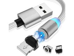 Verk 06239_S Magnetický nabíjecí kabel 3v1 micro type-c usb lightning 1m