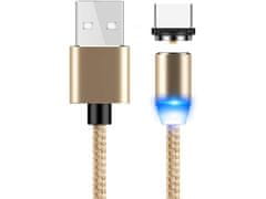 Verk 06239_ZL Magnetický USB nabíjecí kabel 3v1 LED zlatý 1m