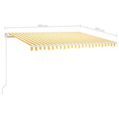 Vidaxl Ručně zatahovací markýza s LED světlem 400 x 300 cm žlutobílá