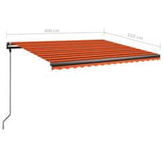 Vidaxl Volně stojící ručně zatahovací markýza 400x350 cm oranžovohnědá