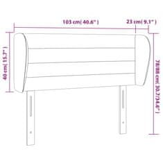 Vidaxl Čelo postele typu ušák černé 103x23x78/88 cm samet