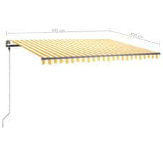 Vidaxl Ručně zatahovací markýza s LED světlem 400 x 300 cm žlutobílá