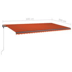 Vidaxl Ručně zatahovací markýza s LED světlem 600x350 cm oranžovohnědá