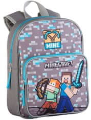 CurePink Dětský batoh Minecraft: Warriors (objem 6 litrů|24 x 30 x 8 cm) šedá tkanina