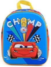 CurePink Školní batoh Disney|Cars|Auta: Champ (objem 8 litrů|25 x 31 x 10 cm) modrý polyester