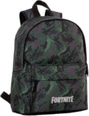 CurePink Batoh Fortnite: Camo (objem 17 litrů|31 x 43 x 13 cm) zelený polyester