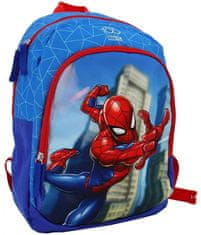 CurePink Batoh Marvel|Spiderman: Akce (objem 16 litrů|27 x 37 x 16 cm) modrý polyester