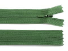 Kraftika 1ks zelená lahvová spirálový zip skrytý šíře 3 mm délka 30