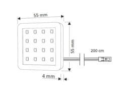 Design Light Sada 1x LED Světel Pod Kuchyňskou Linku SQUARE 2 Hliník 1.5W 12V DC Studená Bílá