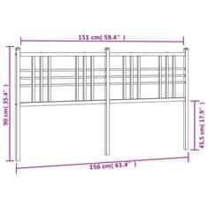 Vidaxl Kovové čelo postele bílé 150 cm