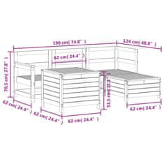 Vidaxl 5dílná zahradní sedací souprava bílá masivní borové dřevo