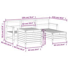 Vidaxl 5dílná zahradní sedací souprava bílá masivní borové dřevo