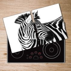 Wallmuralia Kuchyňská deska skleněná Zebra na sněhu 80x52 cm