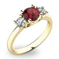 Pattic Zlatý prsten s diamantem a granátem AU 585/1000 G1080301-53
