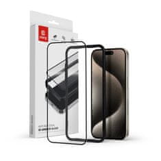 shumee Crong Anti-Bacterial 3D Armor Glass - 9H tvrzené sklo na celou obrazovku iPhone 15 Pro + instalační rámeček