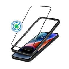 shumee Crong Anti-Bacterial 3D Armor Glass - 9H tvrzené sklo pro celou obrazovku iPhone 14 Pro + instalační rámeček