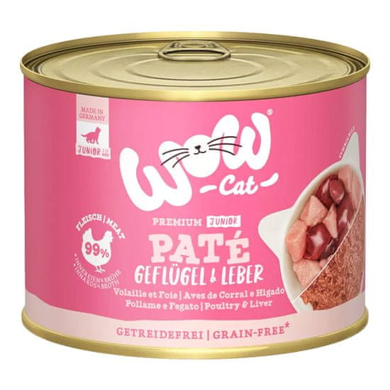 Wow Cat konzerva Paté Drůbež s játry Kitten/Junior 200g