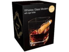 Winkee Moderní sklenice na whisky s držákem na doutníky