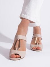 Amiatex Praktické dámské hnědé sandály na širokém podpatku, odstíny hnědé a béžové, 37