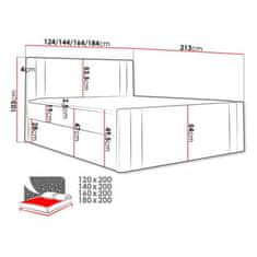 Veneti Boxspringová postel CELESTA - 180x200, žlutá + topper ZDARMA