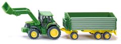 SIKU SIKU Farmer - John Deere s čelním nakladačem a přívěsem, měřítko 1:87