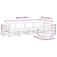 Vidaxl 5dílná zahradní sedací souprava podušky voskově hnědá borovice