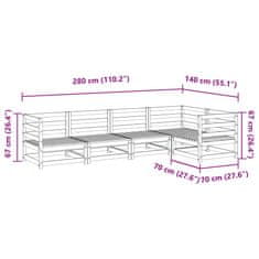 Vidaxl 5dílná zahradní sedací souprava masivní borové dřevo