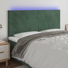 Vidaxl Čelo postele s LED tmavě zelená 180x5x118/128 cm samet