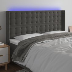 Vidaxl Čelo postele s LED tmavě šedé 183 x 16 x 118/128 cm samet