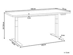 Beliani Elektricky nastavitelný psací stůl 160 x 72 cm tmavé dřevo/bílý DESTIN III