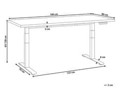 Beliani Elektricky nastavitelný psací stůl 180 x 72 cm tmavé dřevo/bílý DESTIN III