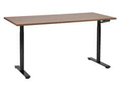 Beliani Manuálně nastavitelný psací stůl 160 x 72 cm tmavé dřevo/černý DESTIN IV