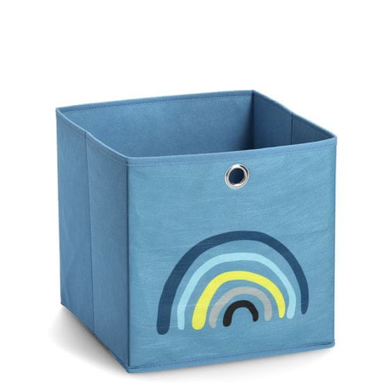 Zeller Dětský úložný box textilní, modrý, motiv duha 28x28x28cm