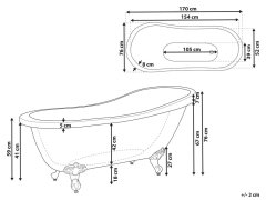 Beliani Stylová oválná vana s opěrkou 170 x 76 cm CAYMAN