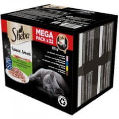 shumee SHEBA Select Slices kachna, kuře, losos, tuňák v omáčce - mokré krmivo pro kočky - tác - 32x85 g