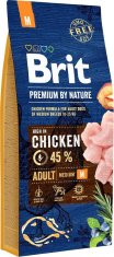 shumee BRIT PREMIUM BY NATURE Adult M - suché krmivo s kuřecím masem pro dospělé psy středních plemen - 15 kg