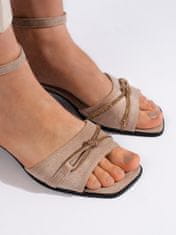 Amiatex Jedinečné sandály hnědé dámské na širokém podpatku + Ponožky Gatta Calzino Strech, odstíny hnědé a béžové, 36