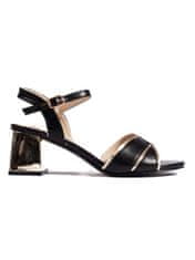 Amiatex Pohodlné dámské sandály černé na širokém podpatku, černé, 39