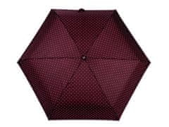 Skládací mini deštník s puntíky - bordó