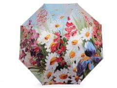 Dámský skládací deštník malované květy - modrá pomněnková