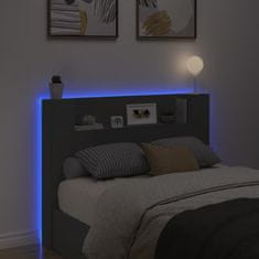 Vidaxl Čelo postele s úložným prostorem a LED černé 140x16,5x103,5 cm