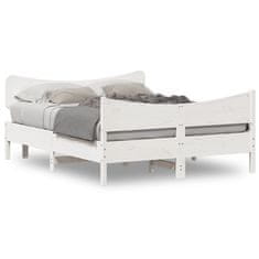 shumee Rám postele s čelem bílý 140 x 190 cm masivní borovice
