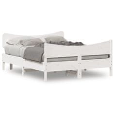 shumee Rám postele s čelem bílý 135 x 190 cm masivní borovice
