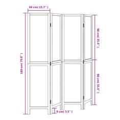 Vidaxl Paraván 4dílný tmavě hnědý masivní dřevo pavlovnie