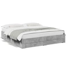 shumee Rám postele se zásuvkami betonově šedý 200 x 200 cm kompozit